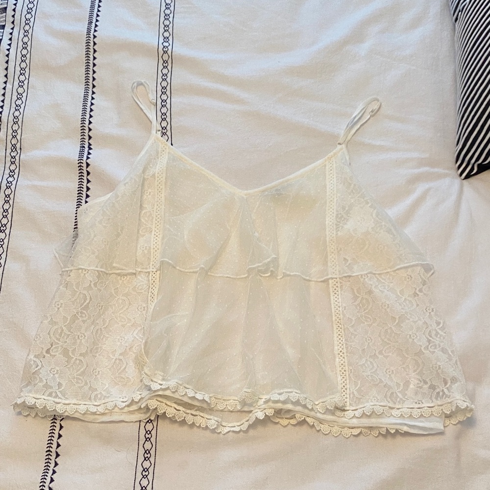 American Eagle Outfitters Cream Lace Top